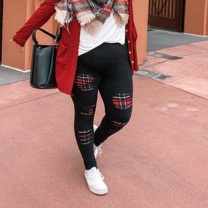 🆕SLASHED RED PLAID UNDERLAY - PREMIUM LEGGING
